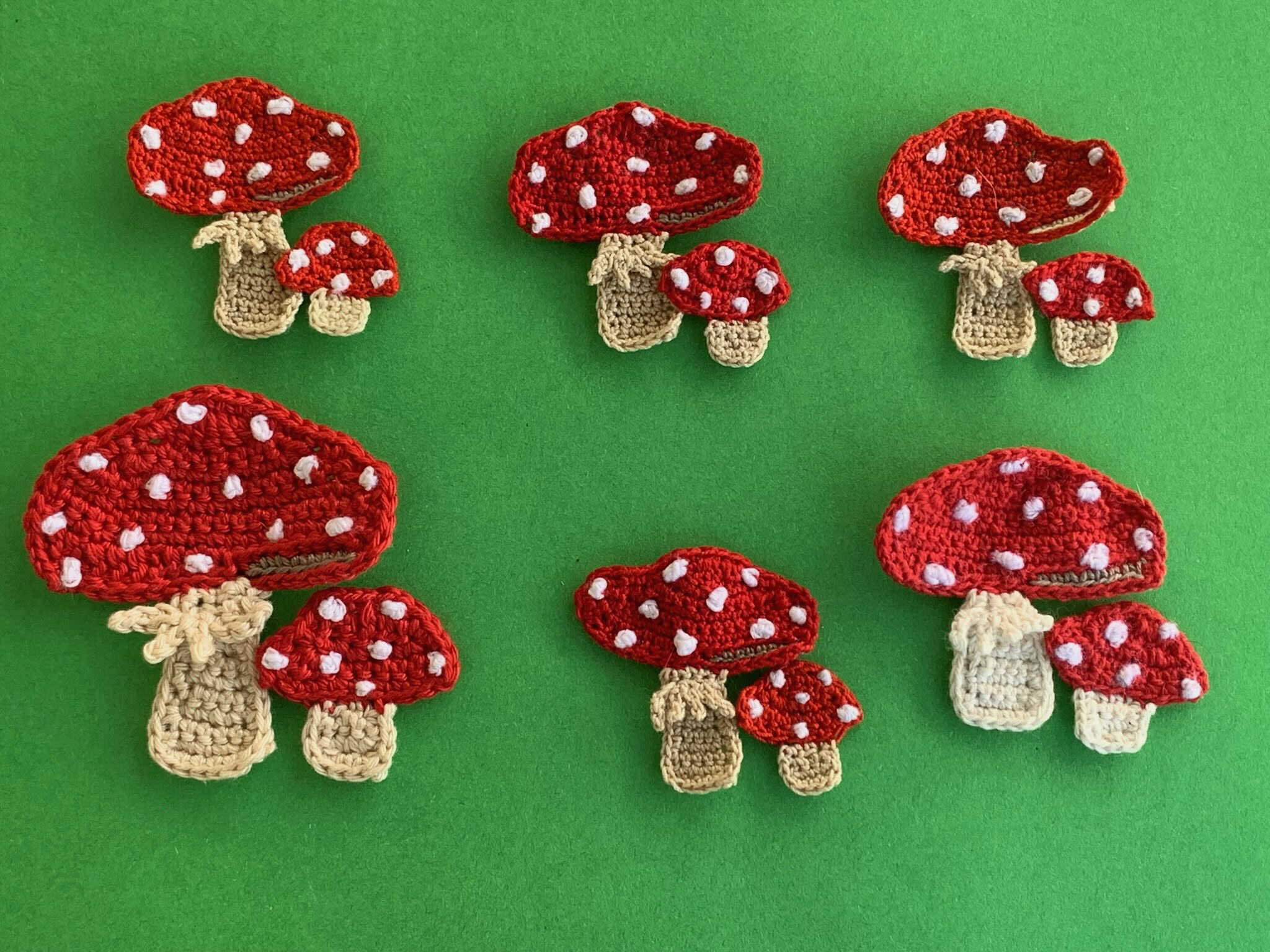 Finished crochet toadstool 2 ply group landscape
