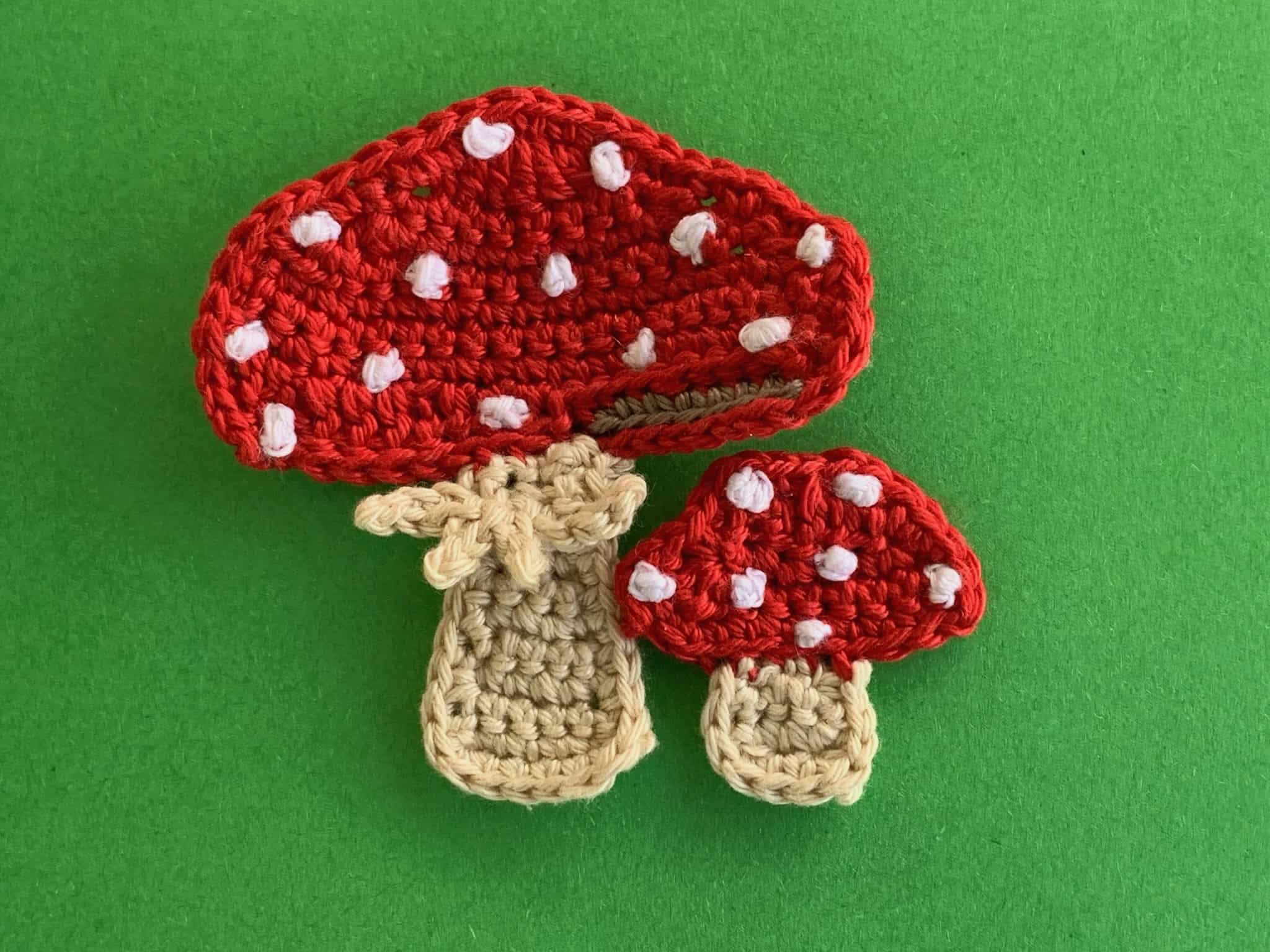 Finished crochet toadstool 4 ply landscape