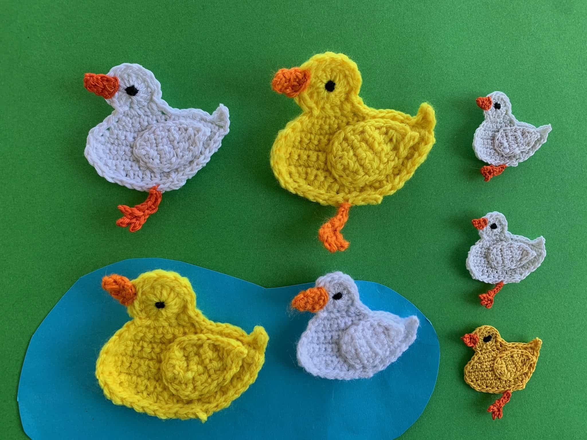 Finished crochet duck 2 ply group landscape