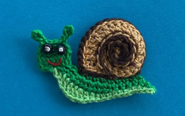 Finished crochet snail 2 ply landscape