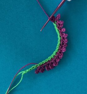 Crochet lavender 2 ply flowers first side