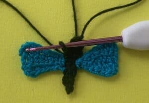 Crochet small butterfly 2 ply joining for first wing edging