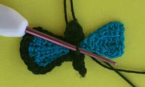 Crochet small butterfly 2 ply joining for second wing edging