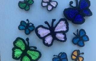 Finished crochet small butterfly 2 ply group landscape