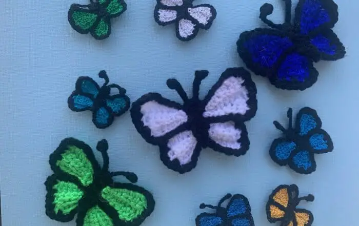 Finished crochet small butterfly 2 ply group landscape