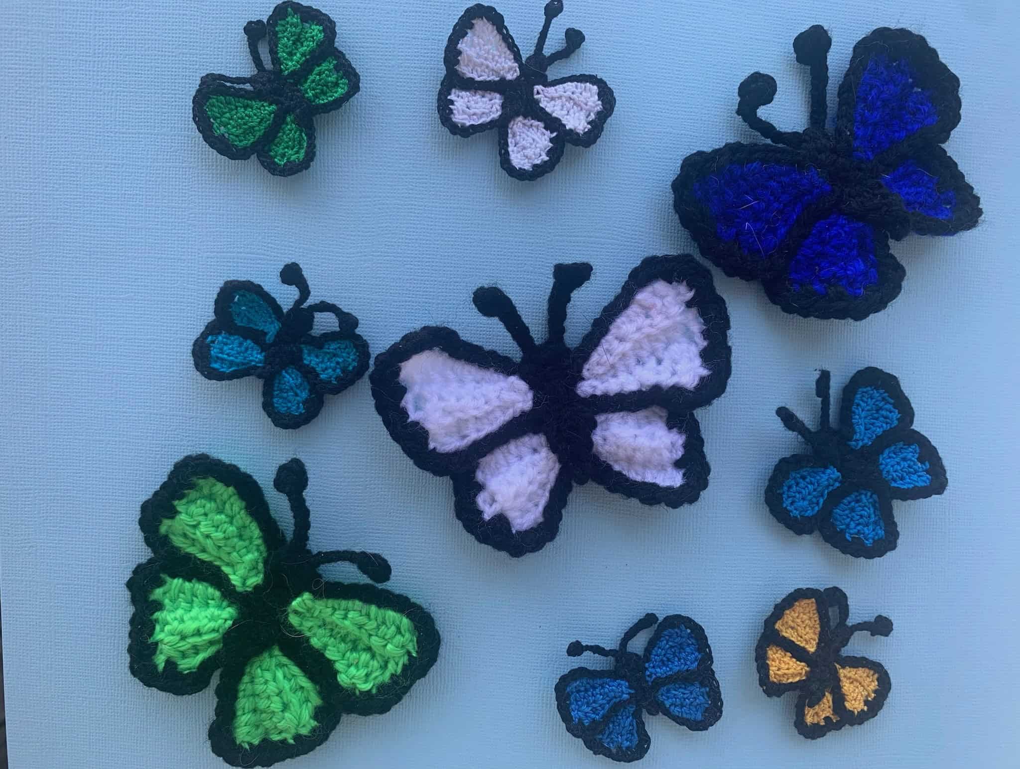 Finished crochet small butterfly 2 ply group landscape