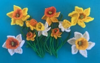Finished crochet daffodil 2 ply group landscape 1