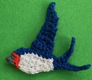 Crochet swallow 2 ply front wing neatened