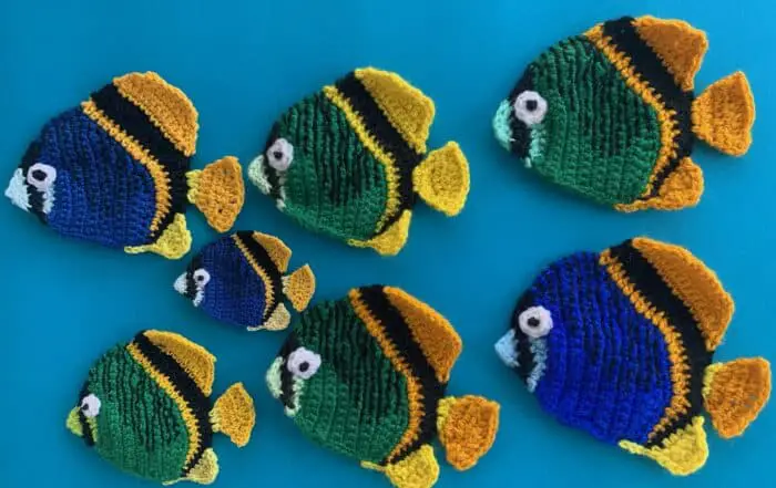 Finished crochet fish 2 ply group landscape