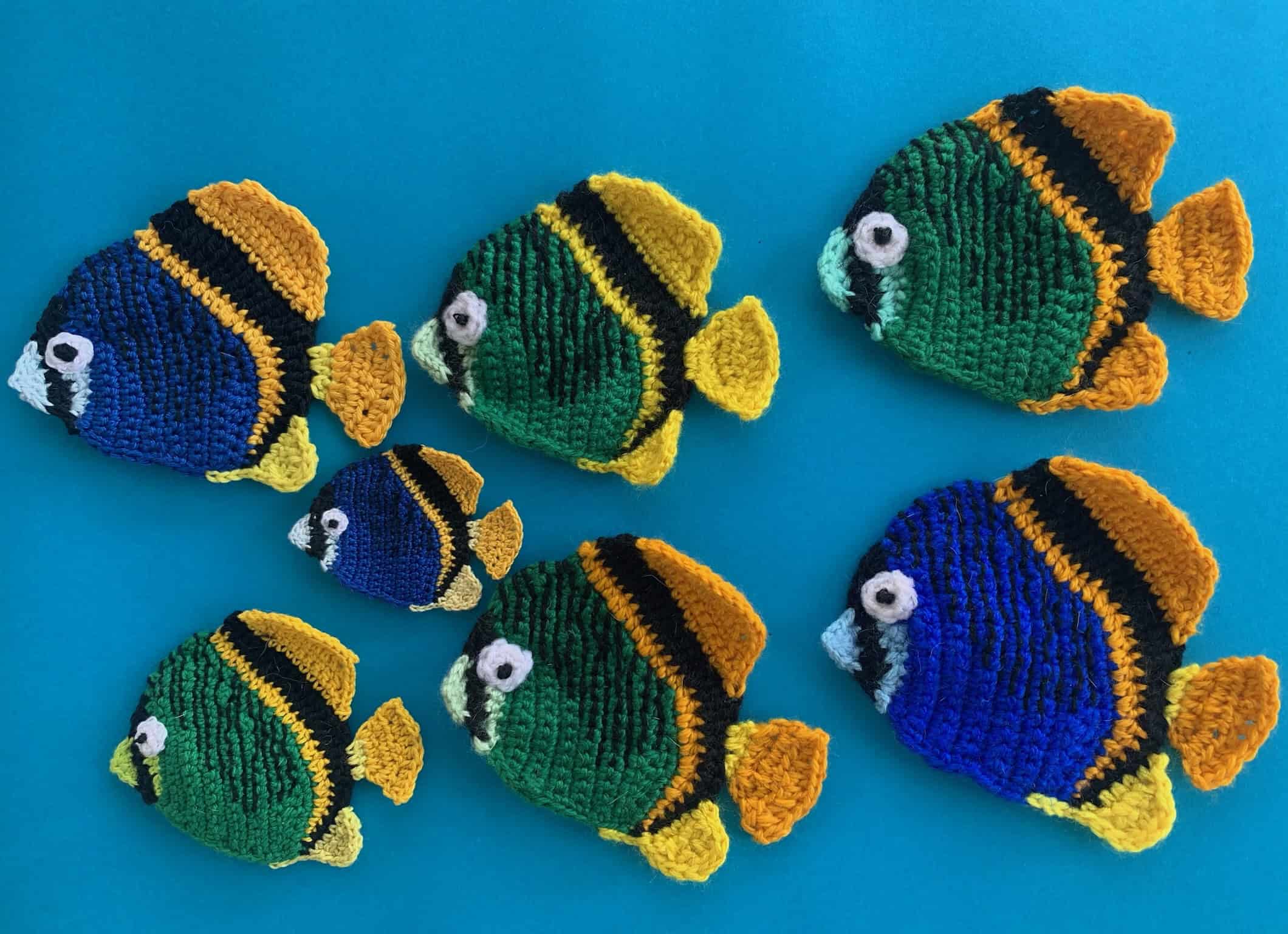 Finished crochet fish 2 ply group landscape