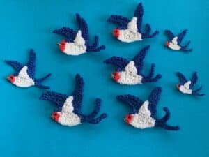 Finished crochet swallow 2 ply group landscape