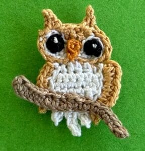 Crochet small owl 2 ply body with branch