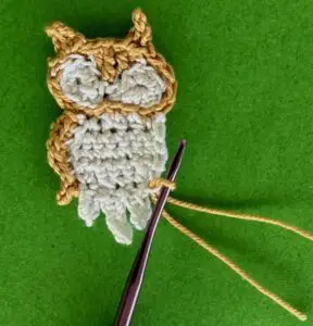 Crochet small owl 2 ply joining for left wing