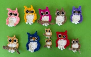 Finished crochet small owl 2 ply group landscape