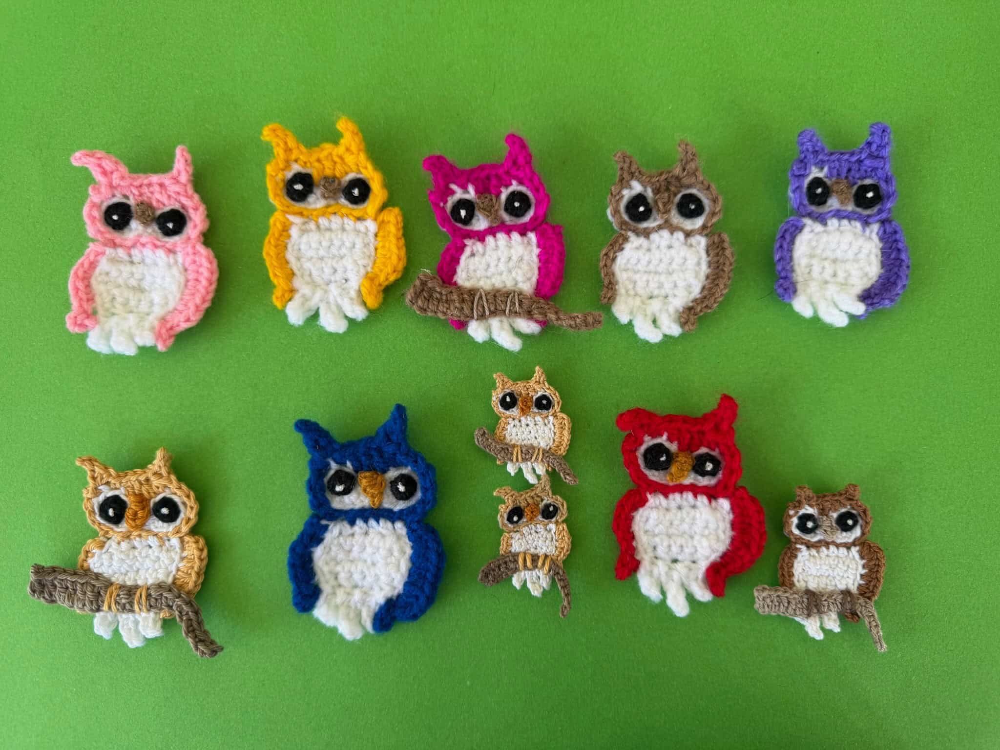 Finished crochet small owl 2 ply group landscape