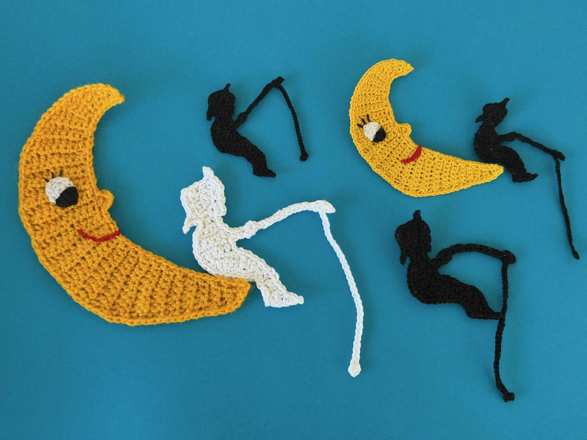 Finished crochet fishing boy 2 ply group landscape