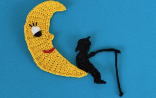 Finished crochet fishing boy 2 ply with moon landscape
