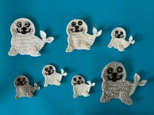 Finished crochet baby seal 2 ply group landscape