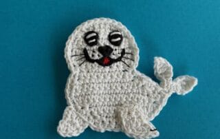 Finished crochet baby seal 4 ply landscape