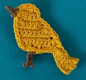 Crochet small bird 2 ply first leg